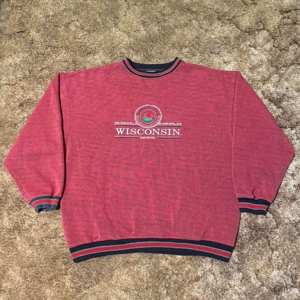 Vintage Y2K Wisconsin Badgers 2000 Rose Bowl College Football Crewneck Large
